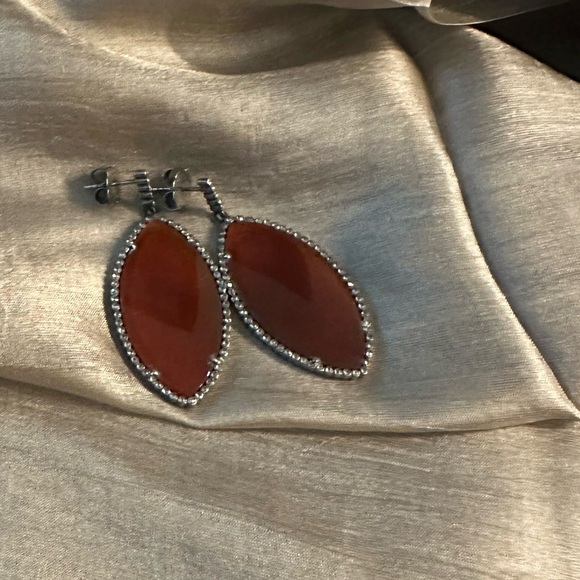 Large Carnelian and Diamond earrings - Picture 5 of 12